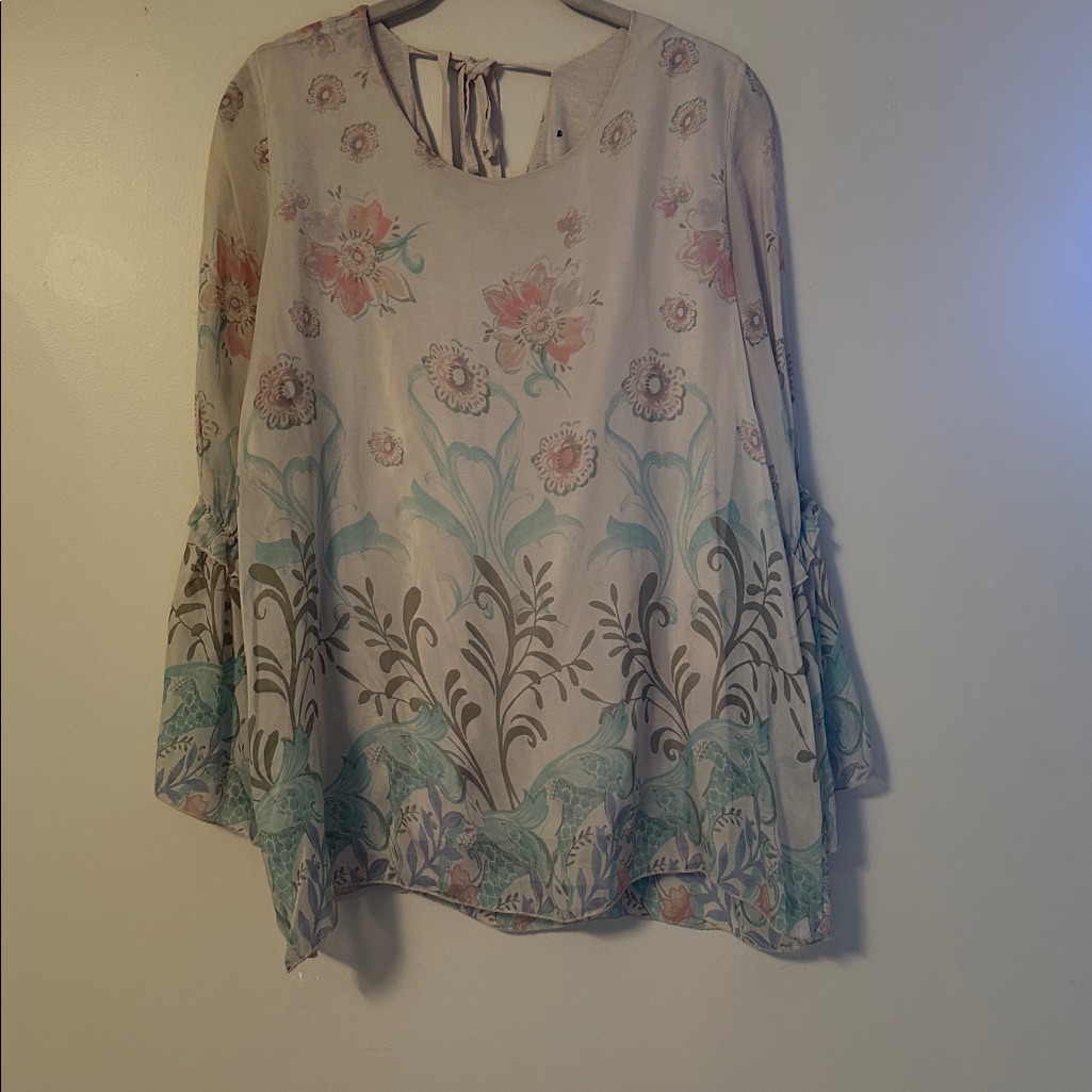 Floral Boho Blouse With Bell Sleeves